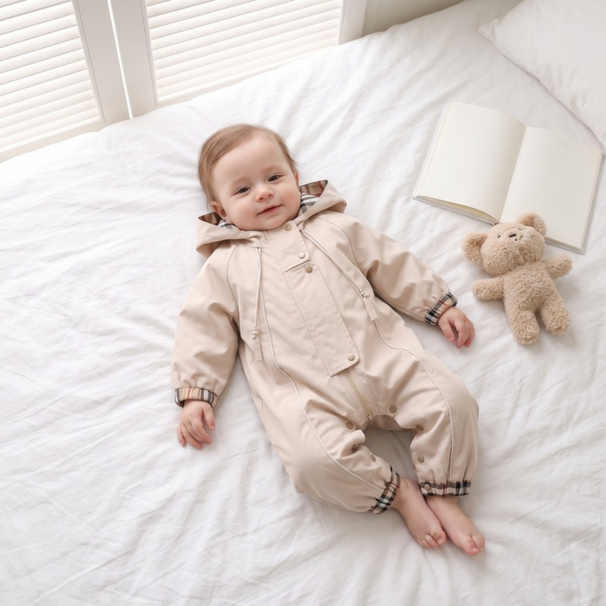 Lilo Plaid Hooded Baby Romper