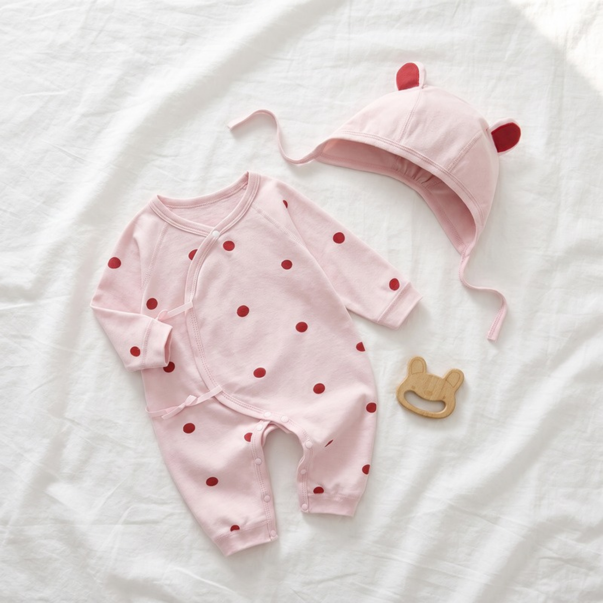 Lilo Belly Cover Newborn Romper - Pink Dot