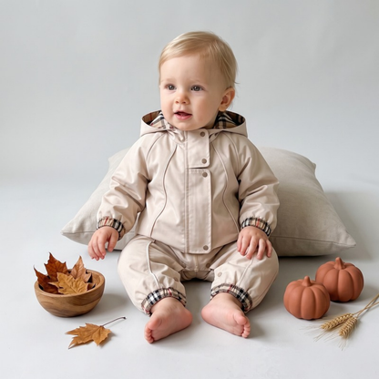 Lilo Plaid Hooded Baby Romper