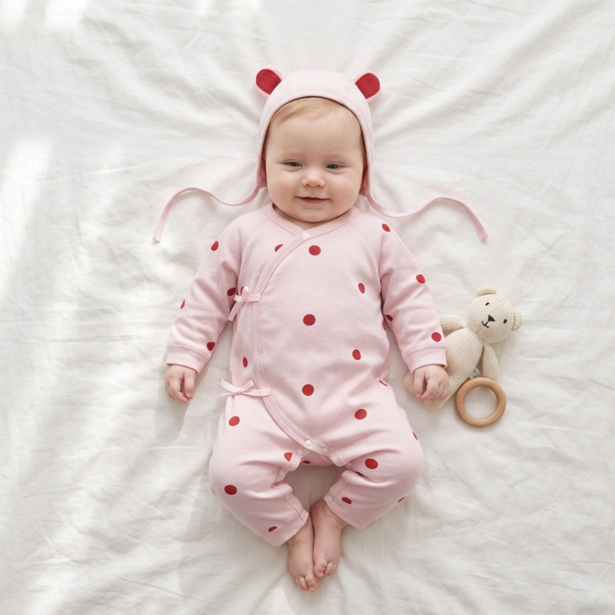 Lilo Belly Cover Newborn Romper - Pink Dot