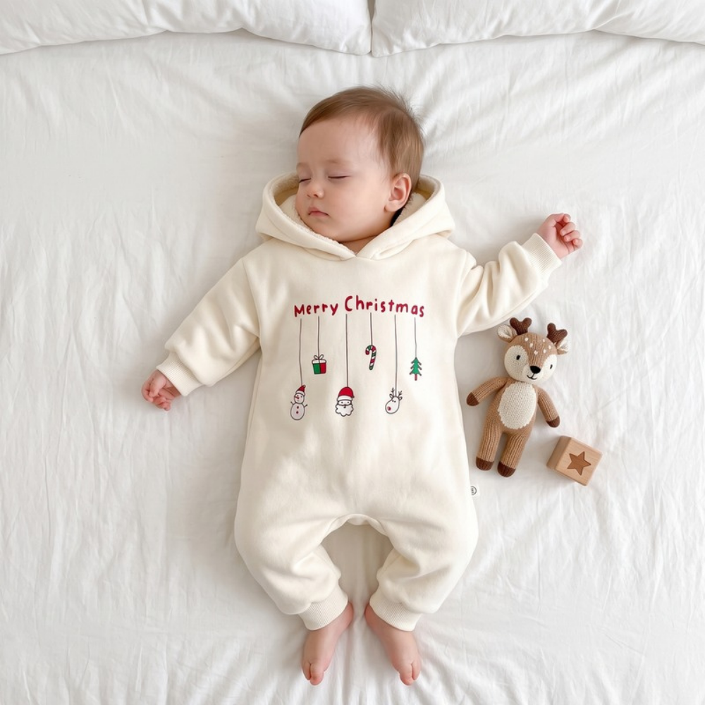Lilo Fleece Lined Hooded Romper - Apricot Romper