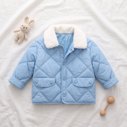 Lilo Fur Collar Winter Coat - Sky Blue