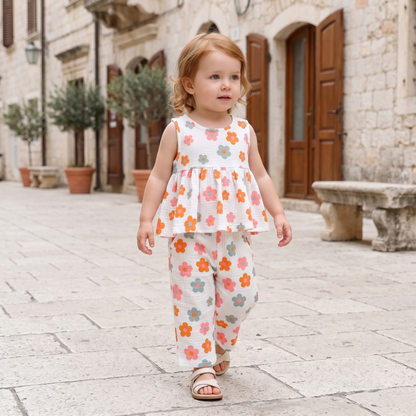 Lilo Floral Tank and Pants Set - White