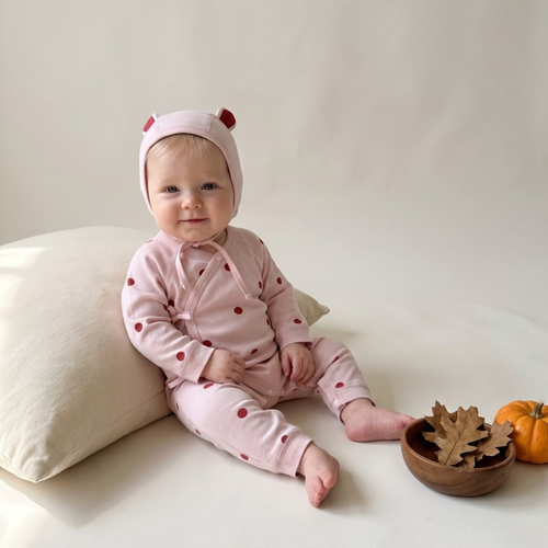 Lilo Belly Cover Newborn Romper - Pink Dot