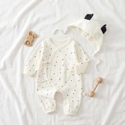 Lilo Belly Cover Newborn Romper - Ivory Dot