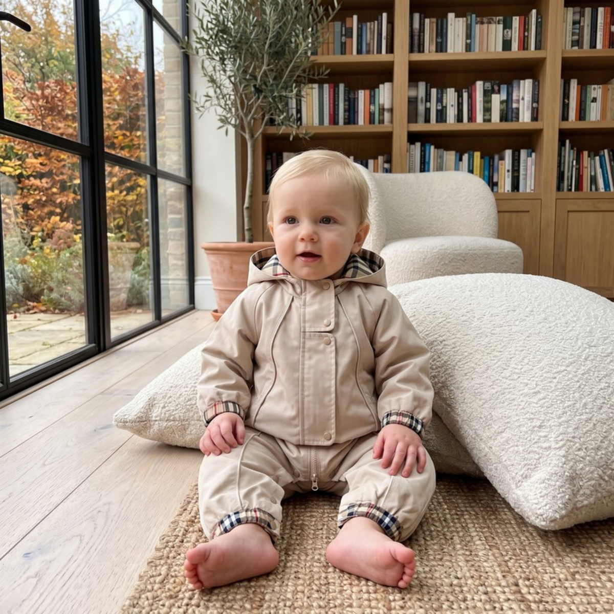 Lilo Plaid Hooded Baby Romper