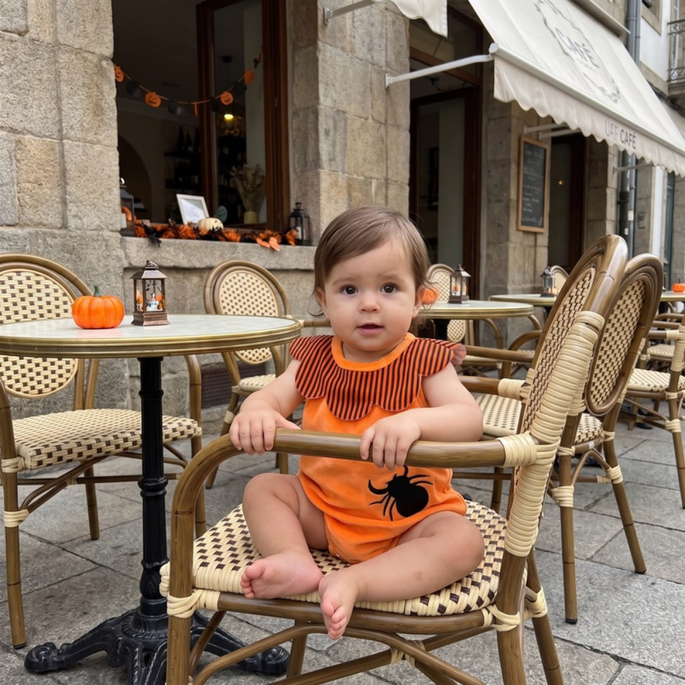 Lilo Pumpkin Baby Halloween Romper - Orange Spider