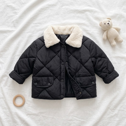 Lilo Fur Collar Winter Coat - Black