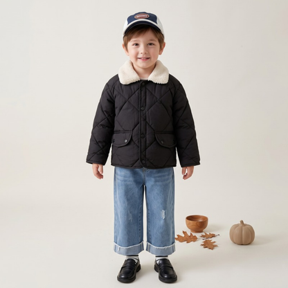 Lilo Fur Collar Winter Coat - Black