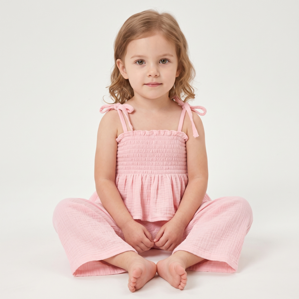 Lilo Cotton Strap Trouser Set - Pink
