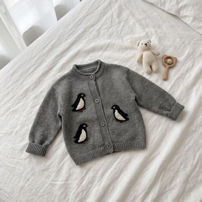 Lilo Embroidered Knit Cardigan - Grey