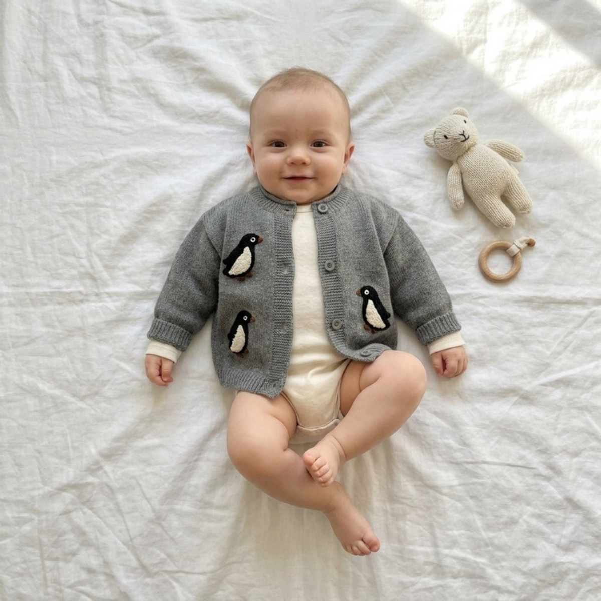Lilo Embroidered Knit Cardigan - Grey