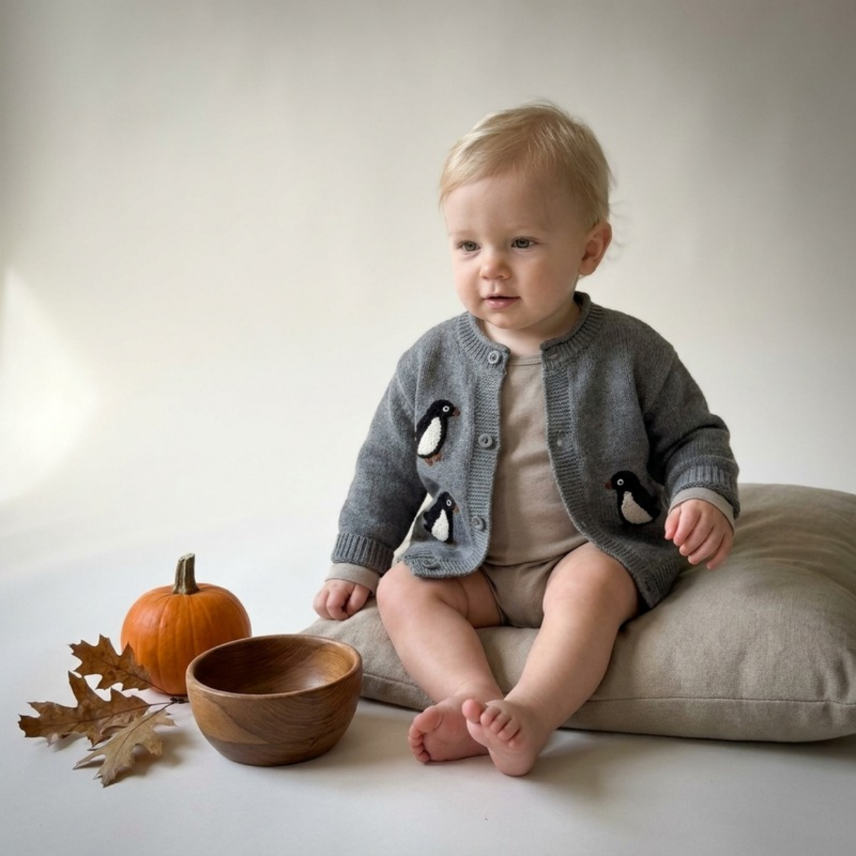 Lilo Embroidered Knit Cardigan - Grey