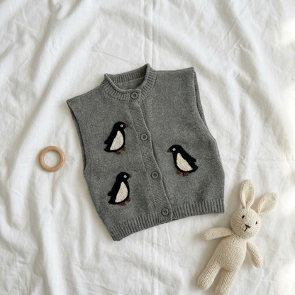 Lilo Embroidered Knit Vest - Grey