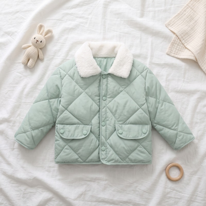 Lilo Fur Collar Winter Coat - Sage Green