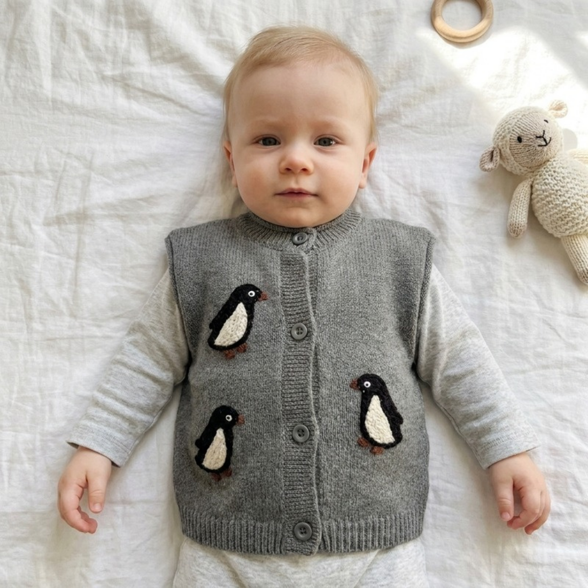 Lilo Embroidered Knit Vest - Grey