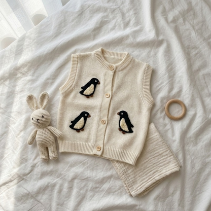 Lilo Embroidered Knit Vest - Ivory