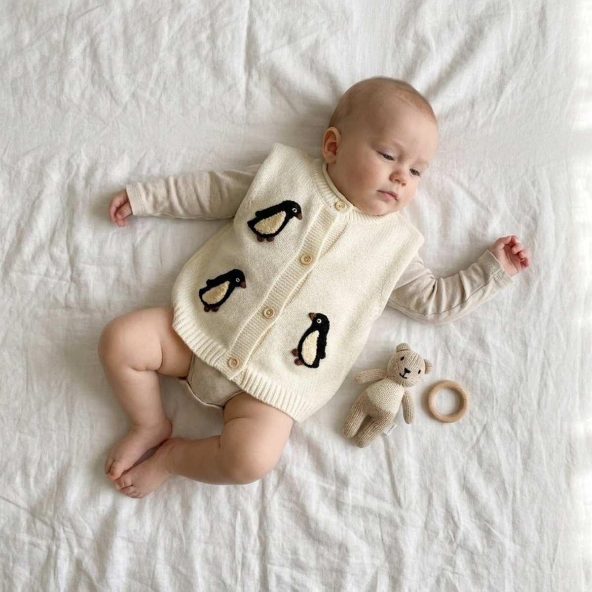 Lilo Embroidered Knit Vest - Ivory