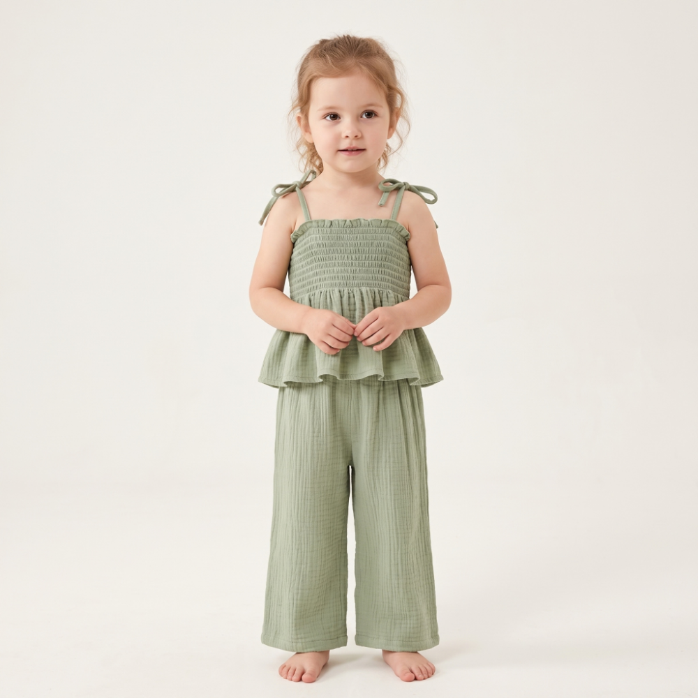 Lilo Cotton Strap Trouser Set - Green