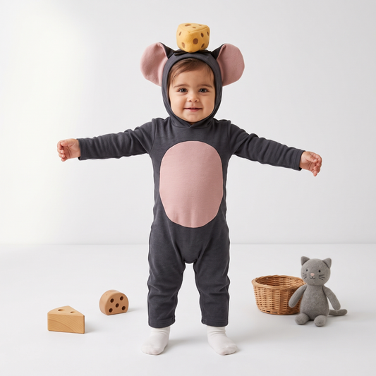 Lilo Cotton Mouse Baby Romper - Charcoal