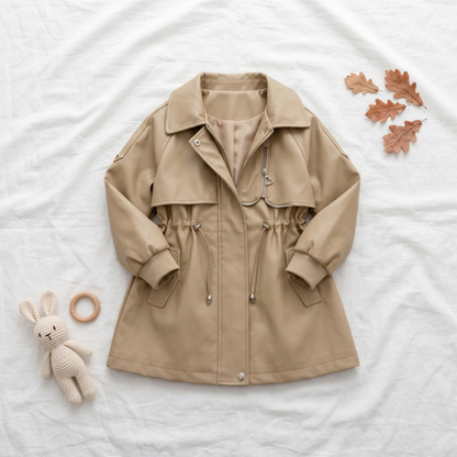 Lilo Soft Leather Trench Coat - Khaki