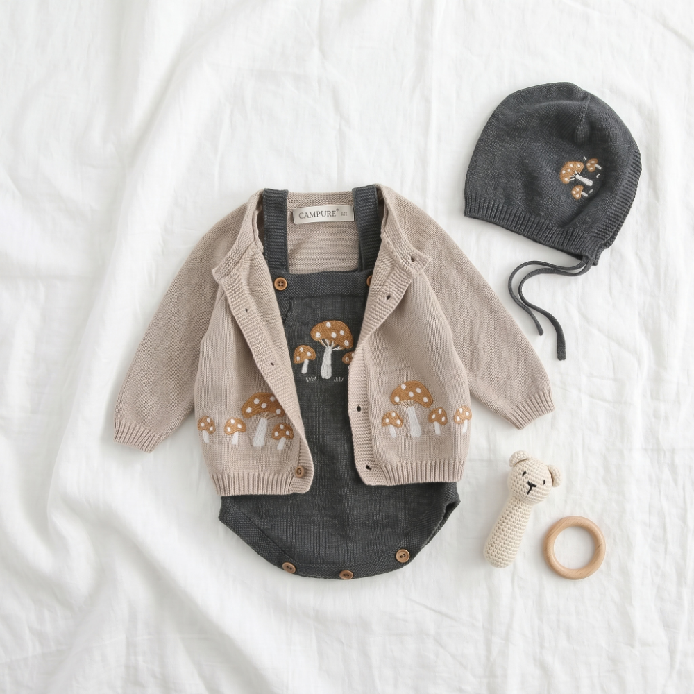 Lilo Knit Strap Baby Romper - Grey