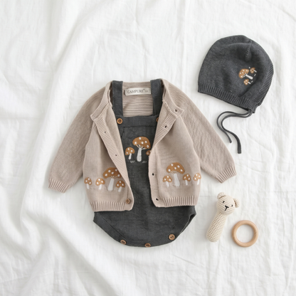 Lilo Knit Strap Baby Romper - Grey