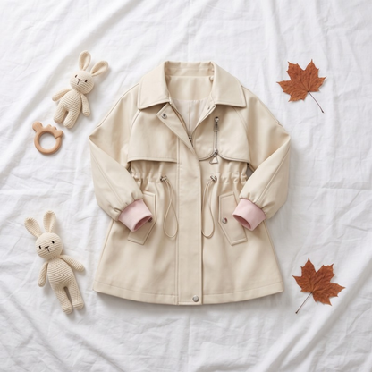 Lilo Soft Leather Trench Coat - Cream