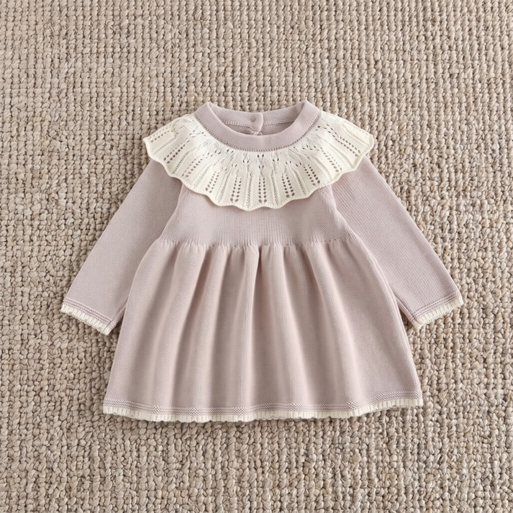 Lilo Knitted Baby Girl Sweater Dress - Latte