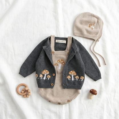 Lilo Knit Strap Baby Romper - Apricot