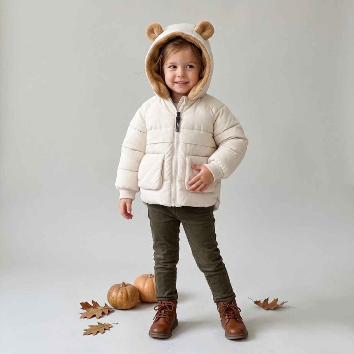 Lilo Fleece Lined Hooded Jacket - Cream