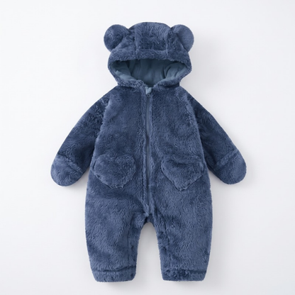 Lilo Bear Hooded Fleece Romper - Blue
