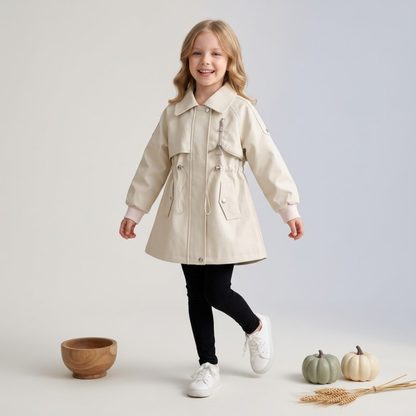 Lilo Soft Leather Trench Coat - Cream