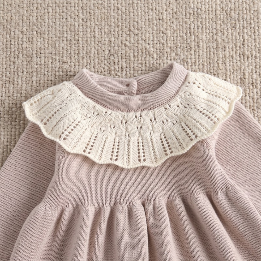 Lilo Knitted Baby Girl Sweater Dress - Latte