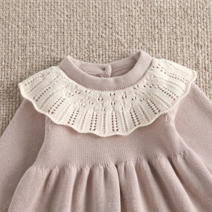 Lilo Knitted Baby Girl Sweater Dress - Latte