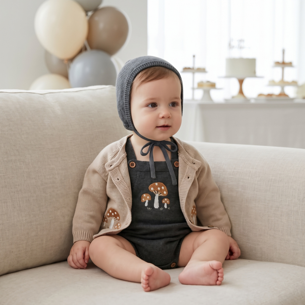 Lilo Knit Strap Baby Romper - Grey