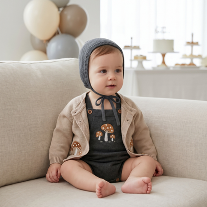 Lilo Knit Strap Baby Romper - Grey