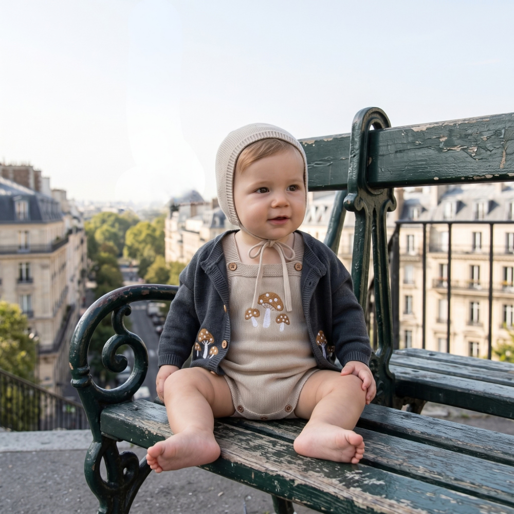 Lilo Knit Strap Baby Romper - Apricot