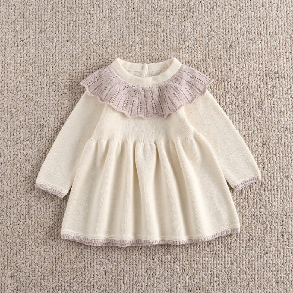 Lilo Knitted Baby Girl Sweater Dress - Light Beige