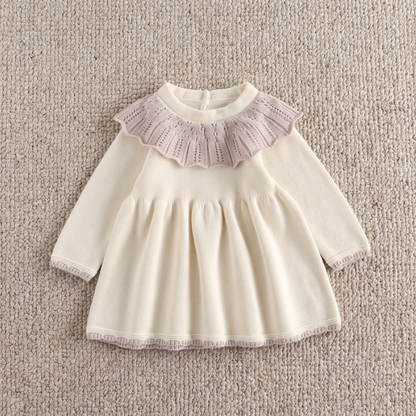Lilo Knitted Baby Girl Sweater Dress - Light Beige