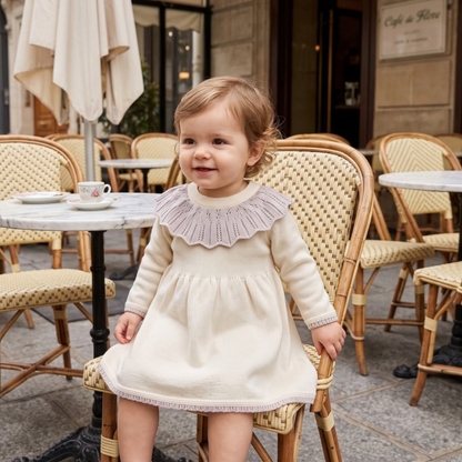 Lilo Knitted Baby Girl Sweater Dress - Light Beige