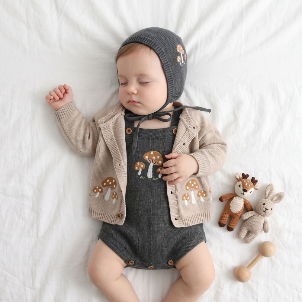 Lilo Knit Strap Baby Romper - Grey
