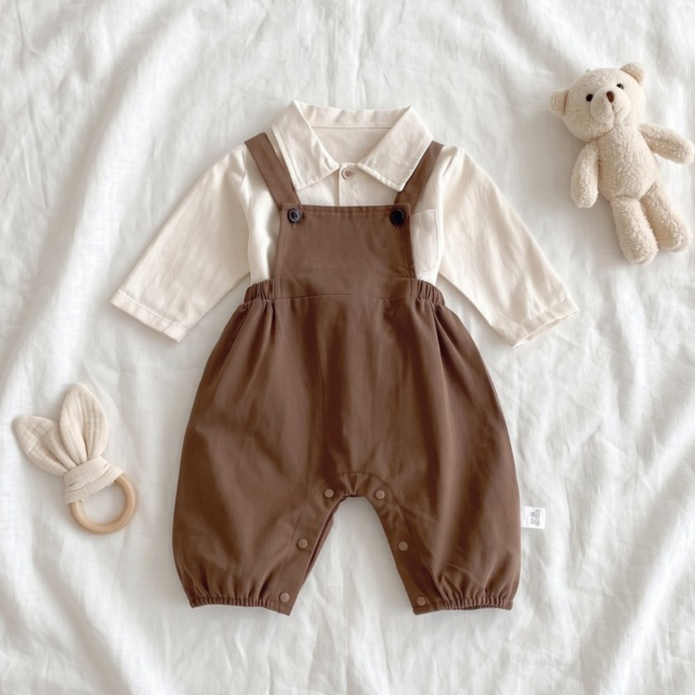 Lilo Baby Dungaree Two Piece Set - Brown