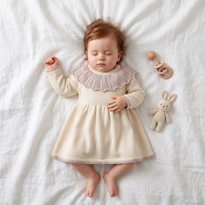 Lilo Knitted Baby Girl Sweater Dress - Light Beige