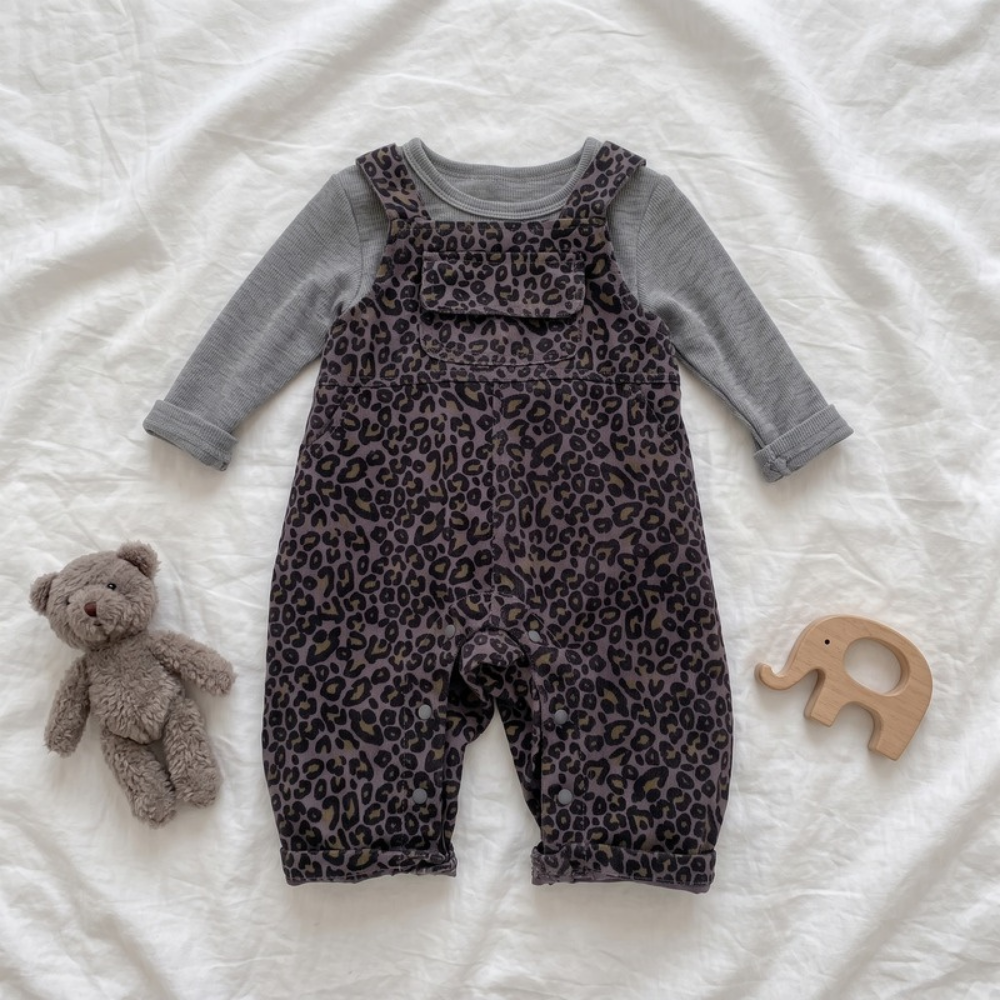 Lilo Baby Dungaree Two Piece Set - Leopard