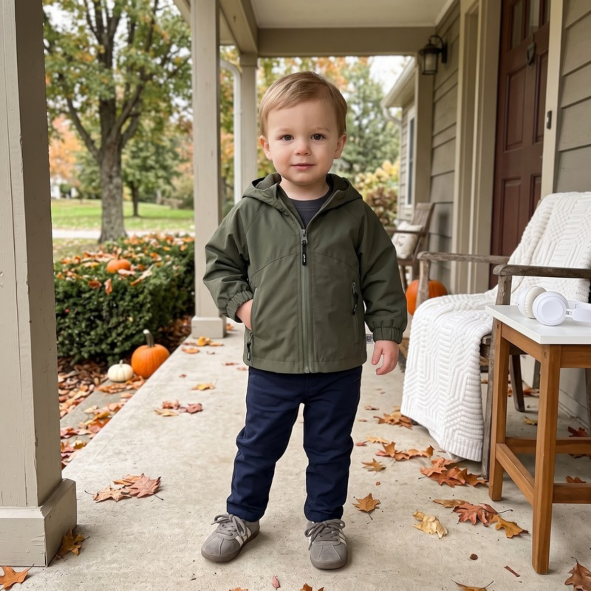 Lilo Hooded Windproof Boys Jacket - Olive