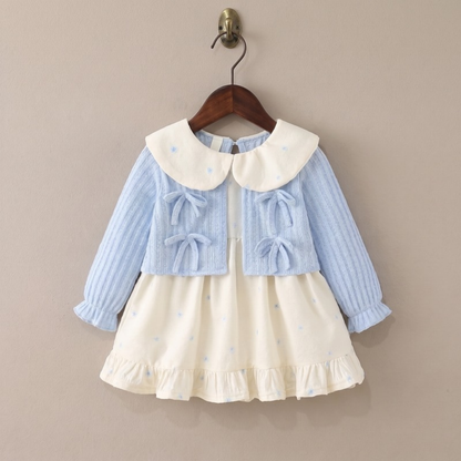 Lilo Doll Collar Floral Bow Dress - Blue