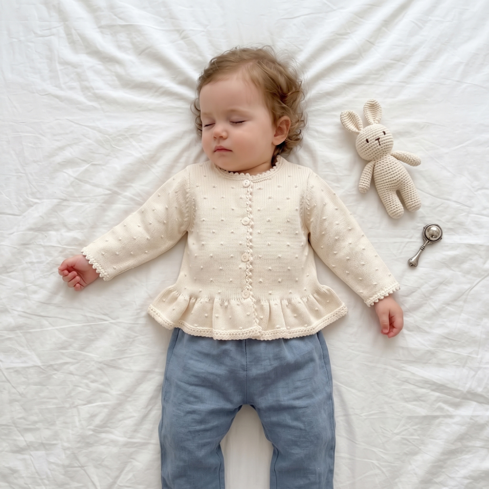 Lilo Cotton Cardigan Skirt Set - Off White