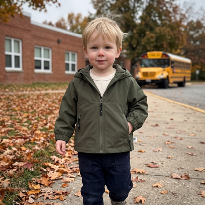 Lilo Hooded Windproof Boys Jacket - Olive