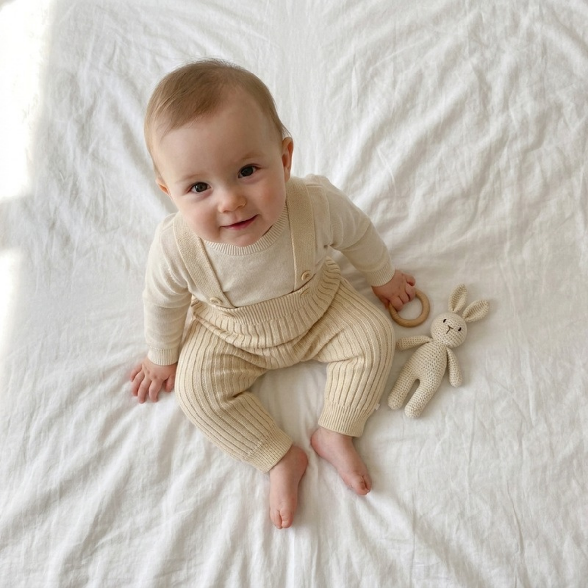 Lilo Knit Baby Overalls - Oatmeal